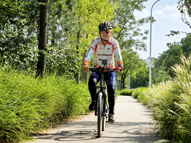 骑行带来的, 阳光洒在公, 的短途骑行
